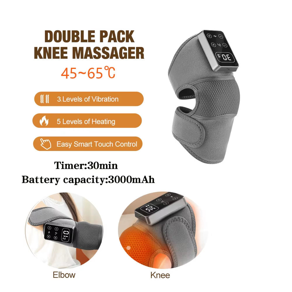 Eletric Heating Massage Knee Pad Vibration Knee Massager for Shoulder Elbow Joint Massage Thermal Knee Pads Blood Circulation