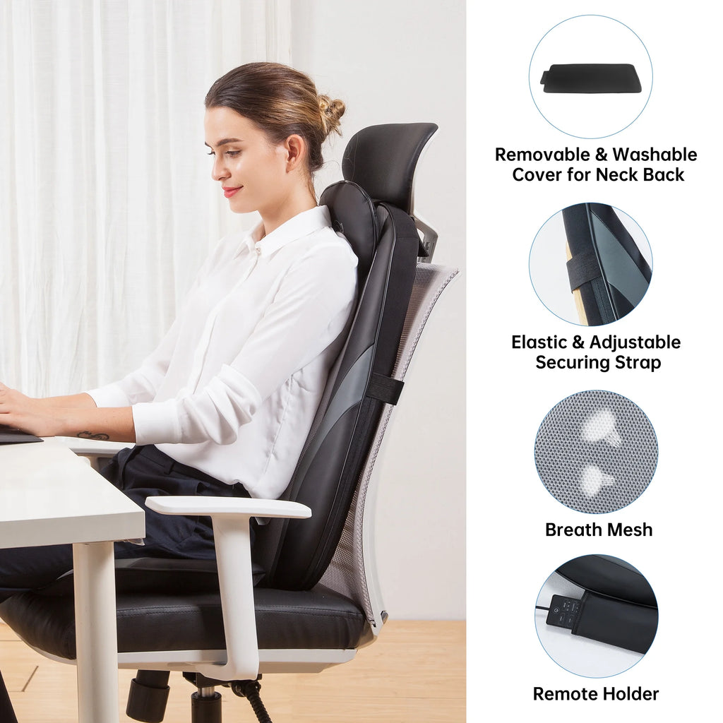 Back Massager with Heat, Deep Kneading Seat Cushion Massager for Office Chair, Gifts
