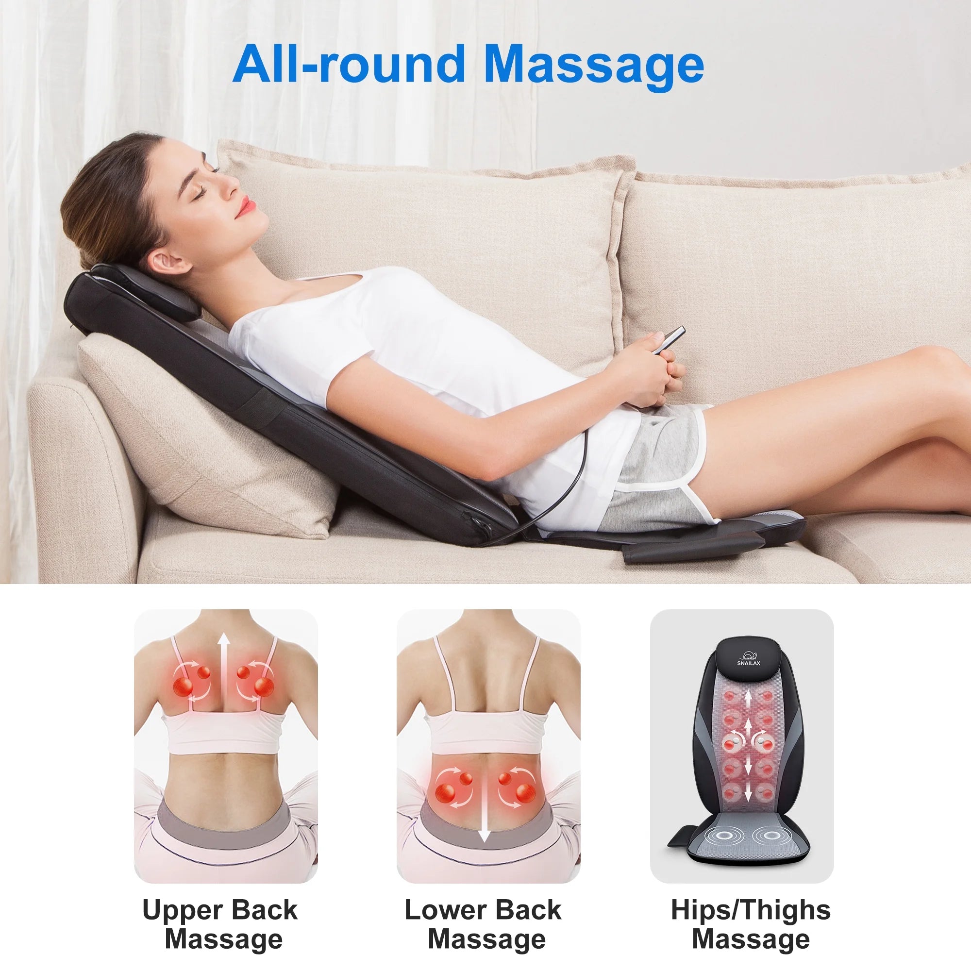 Back Massager with Heat, Deep Kneading Seat Cushion Massager for Office Chair, Gifts