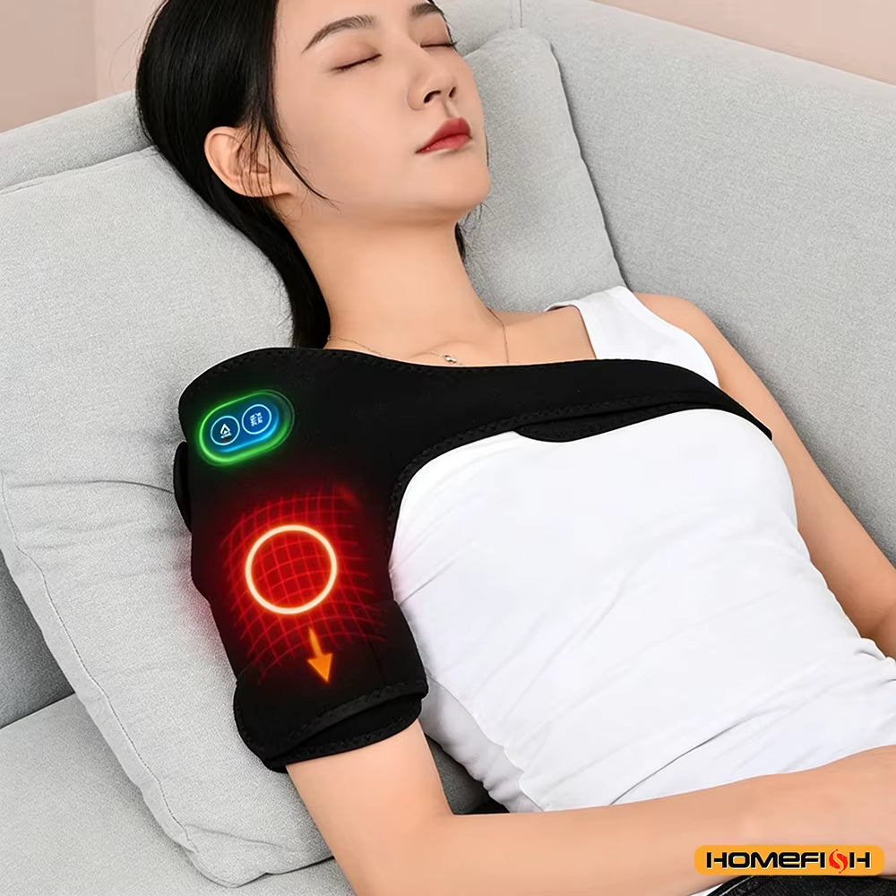 Smart Heated Massage Brace for Shoulder - Support with Graphene Heating & Pulse Vibration for Joint & Muscle Massage