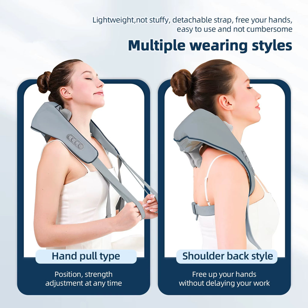 Neck and Shoulder Massager Wireless Neck and Back Shiatsu Kneading Massager Neck Cervical Relaxing Massage Shawl