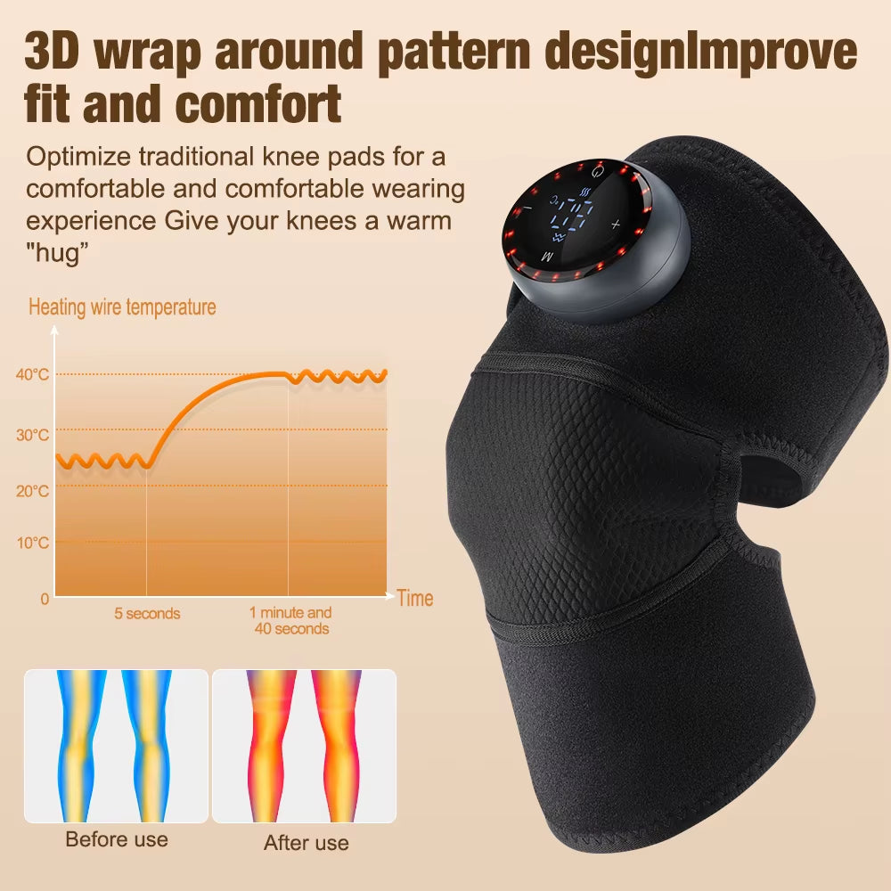 Eletric Heating Massage Knee Pad Vibration Knee Massager for Shoulder Elbow Joint Massage Thermal Knee Pads Blood Circulation