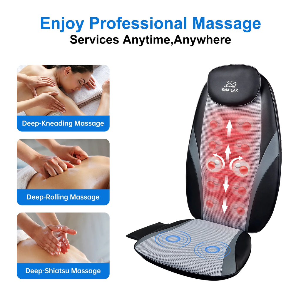 Back Massager with Heat, Deep Kneading Seat Cushion Massager for Office Chair, Gifts