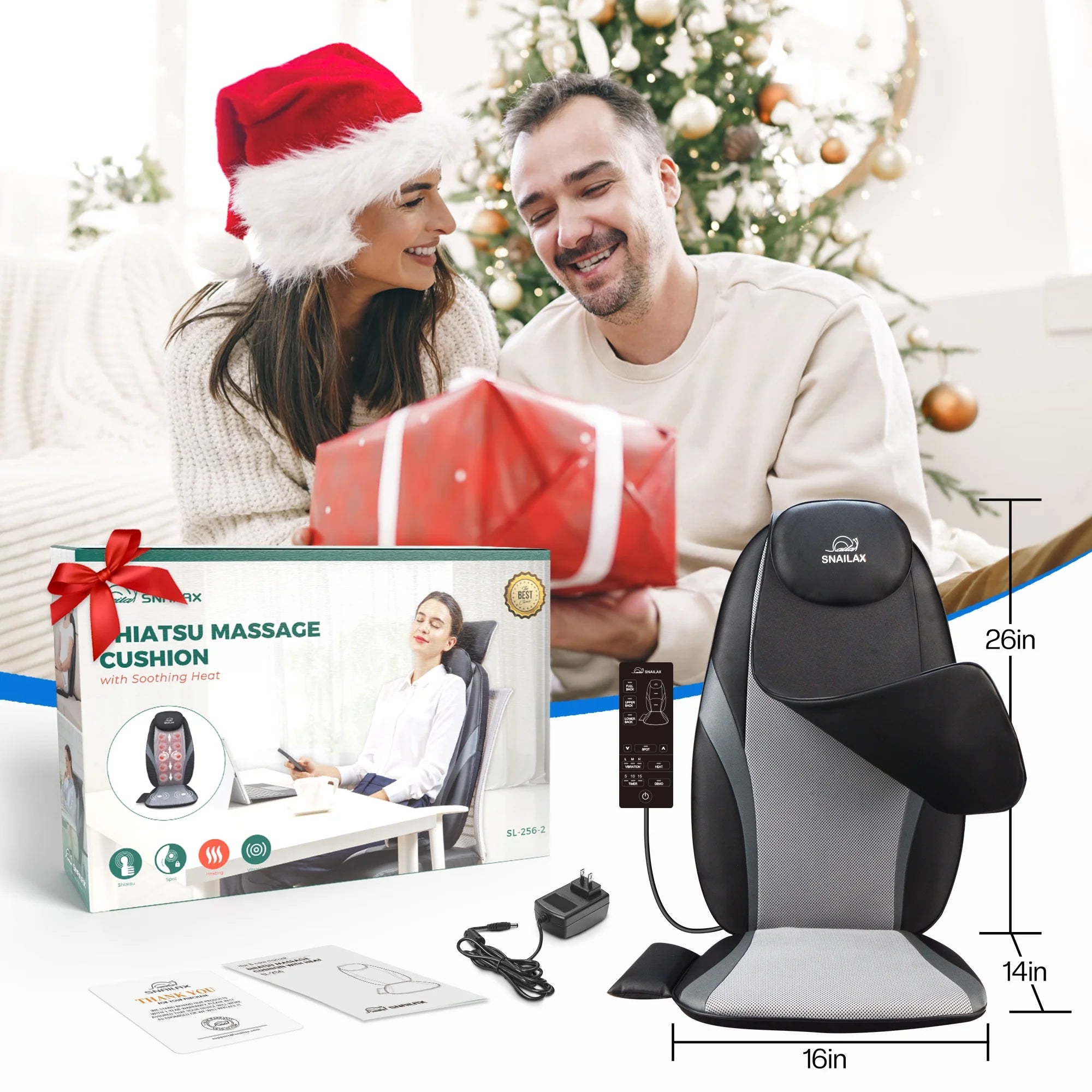 Back Massager with Heat, Deep Kneading Seat Cushion Massager for Office Chair, Gifts