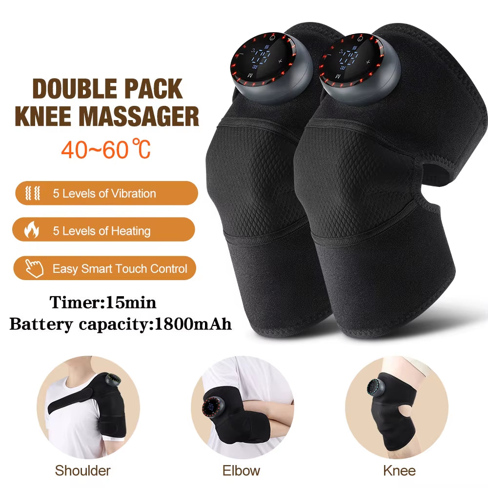 Eletric Heating Massage Knee Pad Vibration Knee Massager for Shoulder Elbow Joint Massage Thermal Knee Pads Blood Circulation