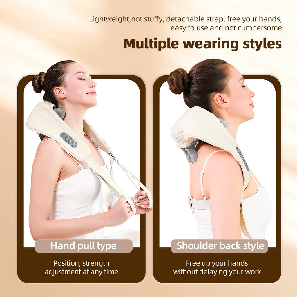 Neck and Shoulder Massager Wireless Neck and Back Shiatsu Kneading Massager Neck Cervical Relaxing Massage Shawl