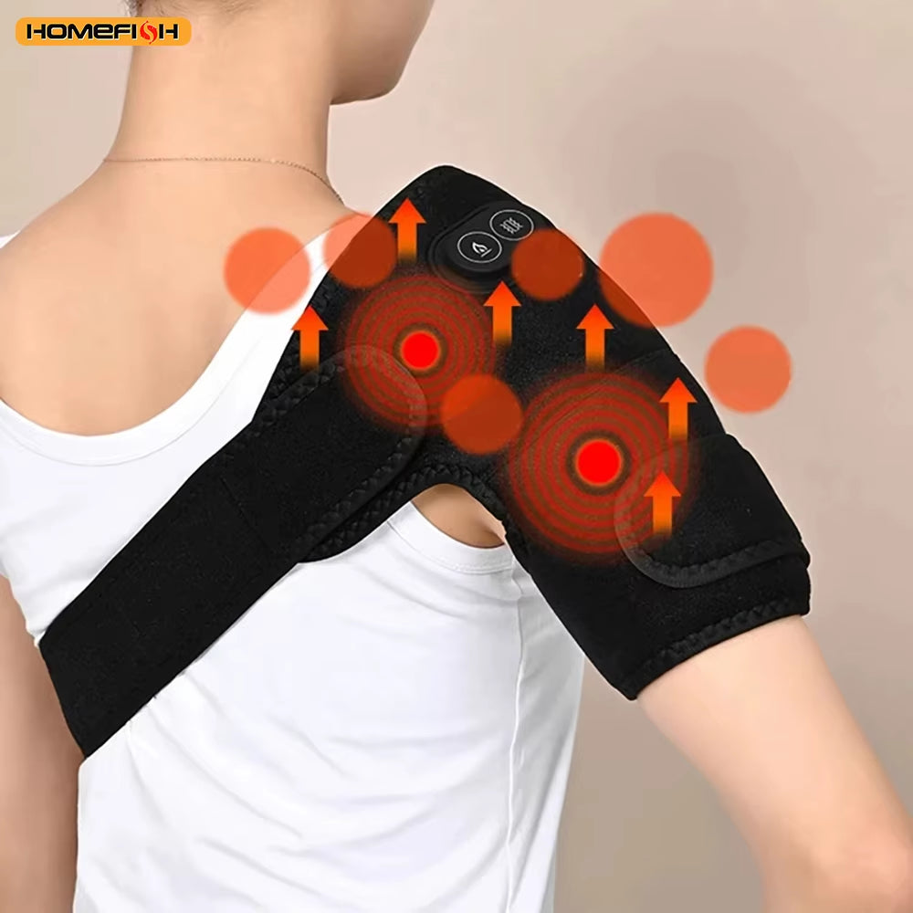 Smart Heated Massage Brace for Shoulder - Support with Graphene Heating & Pulse Vibration for Joint & Muscle Massage